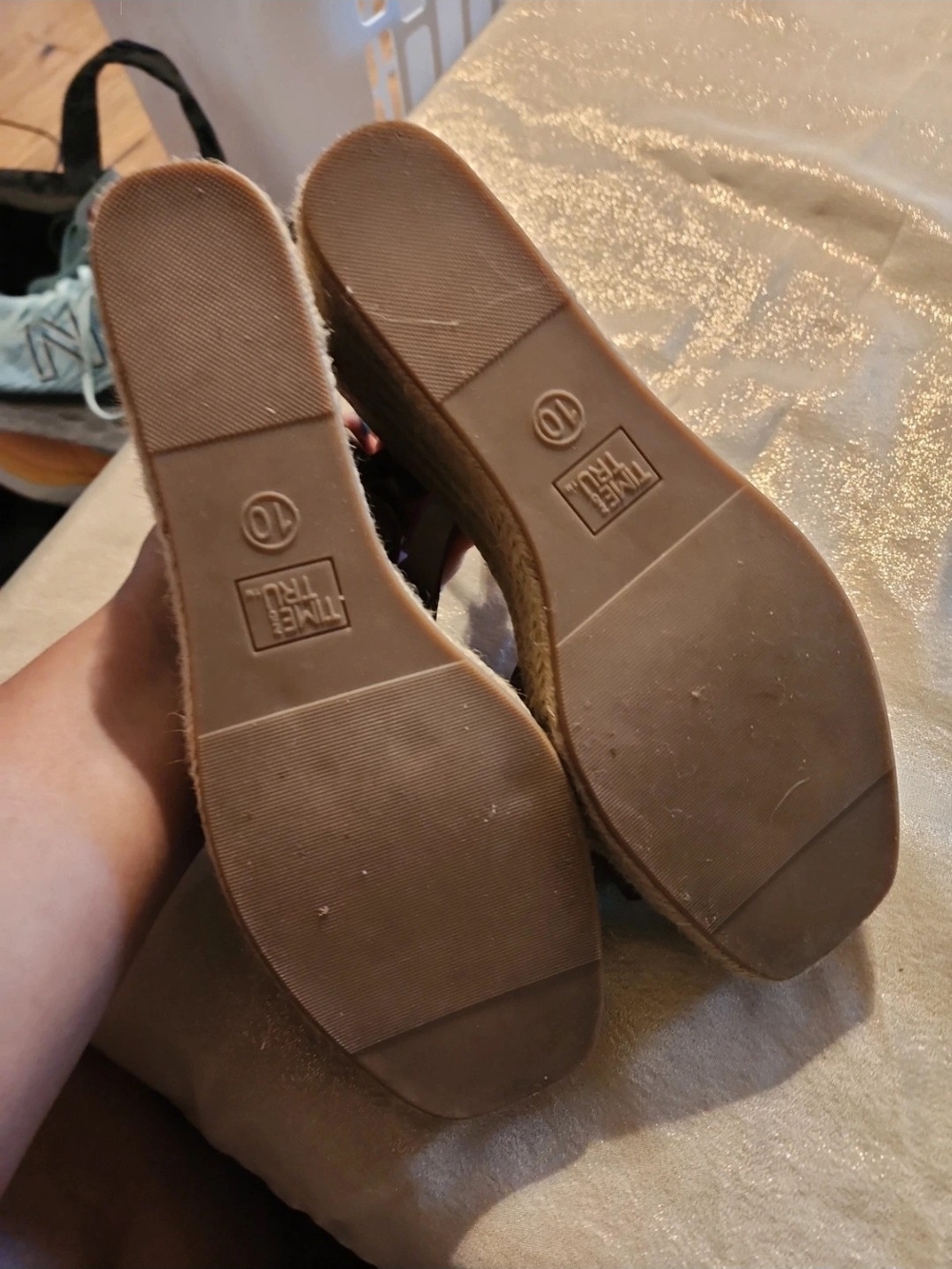 Time and Tru Brown Strappy Slingback Wedge Sandals - Picture 4 of 4
